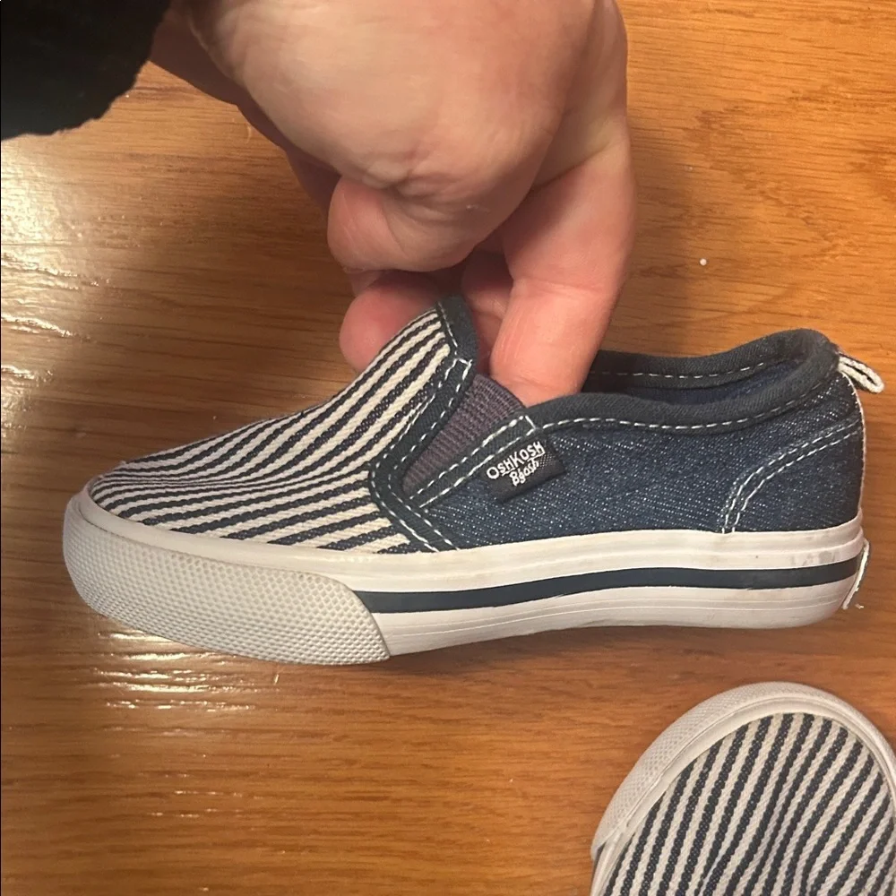 OshKosh B'gosh Navy and White Striped Kids Sneakers